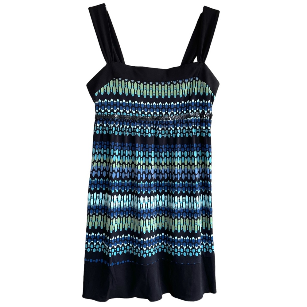 90s Y2K Vintage Blue Green Print Baby Doll Top